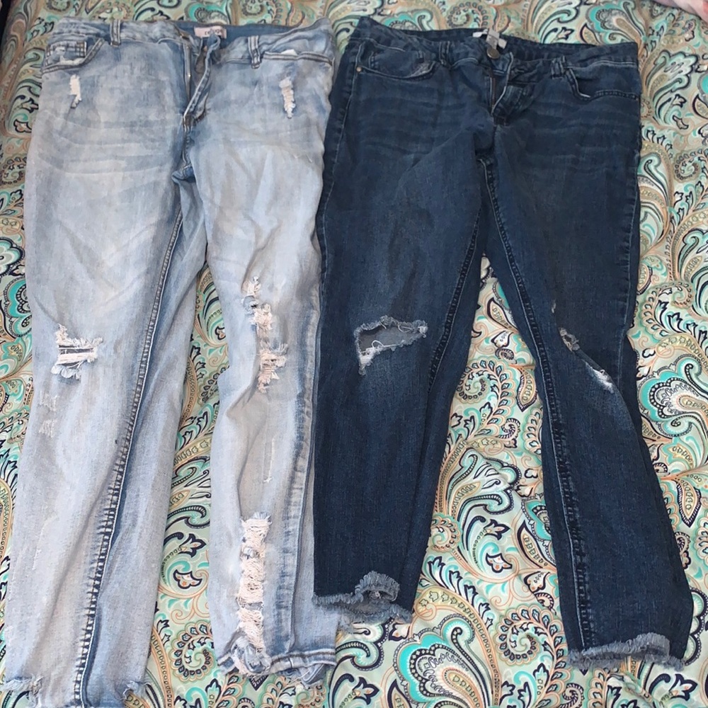 2 for 1 rip jeans light/dark
